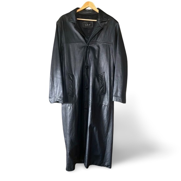 2DM Black Leather Trench Coat – Matrix Era, 90s Minimal Gothic - Picture 1 of 8